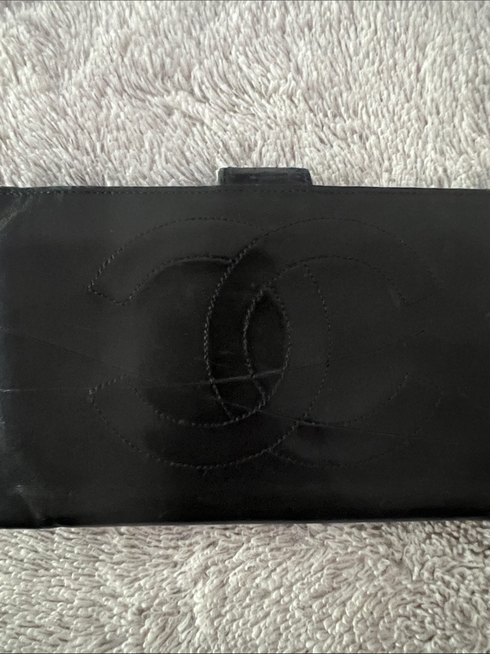 CHANEL Black Quilted Leather Long Wallet Authentication Card Included!